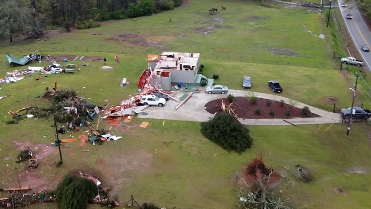 Drone view of tornado damage in Mitchell County Georgia