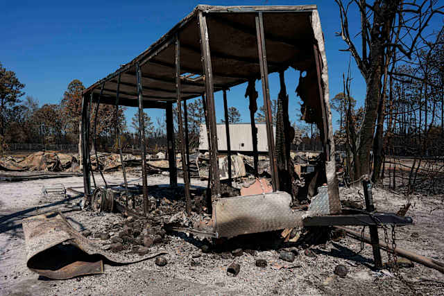 Structure completely destroyed by South Georgia wildfire — only frame remains